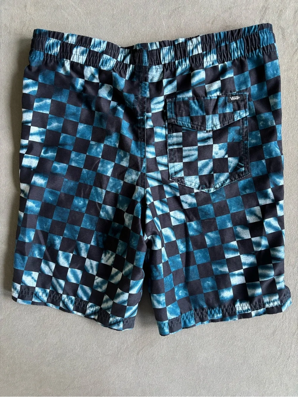 Vans Black & Teal Checkerboard Swim Trunks